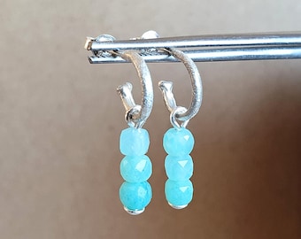 Open hoop earrings with gemstone pendants, various gemstone pendants to choose from, stud earrings made of 925 sterling silver