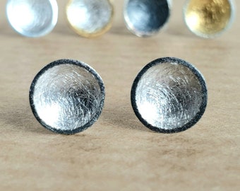 Round domed stud earrings, 925 sterling silver earrings, simple silver stud earrings, various options