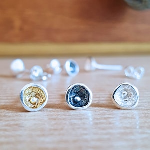 Sterling Silver Concave Stud Earrings, Small Round Earrings, Handmade Earrings, Round Concave Earrings, Various Options