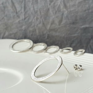 Brushed hoop earrings, delicate round earrings, 925 sterling silver earrings, various options