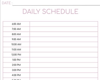 Daily Hourly Schedule Planner - Etsy UK