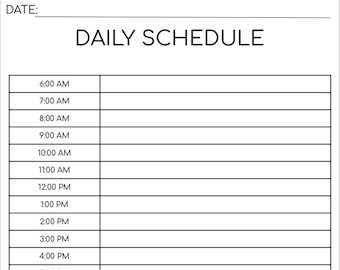 Daily Hourly Schedule Planner