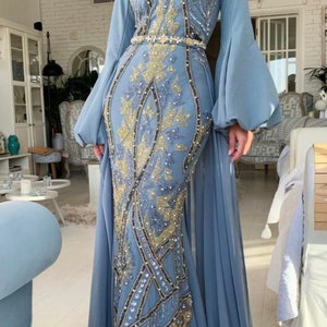 Sale!! Moroccan Dubai kaftan Farasha African Attire Bridesmaid Arabic party wear Wedding kaftan Formal Women Dress Come With Head Scarf Free