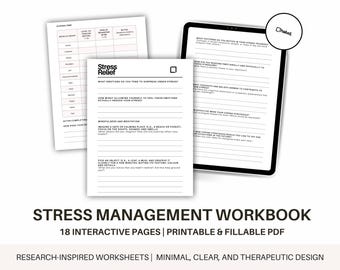 CBT Stress Management Workbook | Mental Health, Self-Reflection (PDF)