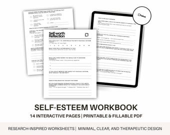 Self-Esteem Workbook | CBT Therapy, Build Confidence (Digital Download)