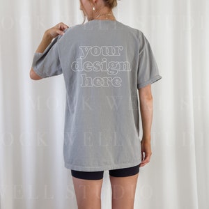 Comfort Colors Back Mockup Grey | Grey Comfort Colors C1717, Tshirt mockup, Grey Shirt Mockup, Model mockup, Oversized Shirt Mockup