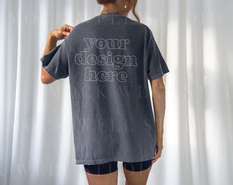Comfort Colors Back Mockup Pfeffer | Pepper Comfort Colors C1717 Mockup, Tshirt mockup, Pepper Mockup, Model mockup, Oversized Shirt Mockup