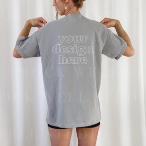 Comfort Colors Back Mockup Grey | Grey Comfort Colors C1717, Tshirt mockup, Grey Shirt Mockup, Model mockup, Oversized Shirt Mockup