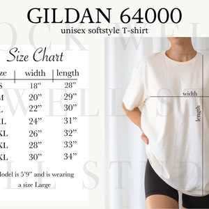Gildan 64000 Size Chart | Size Chart for Gildan, Size Chart Mockup, Oversized shirt size chart, tshirt size chart, Gildan Size Guide, mockup