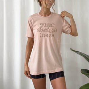 Bella Canvas 3001 Mockup | Heather Peach Bella Canvas 3001 mockup | tshirt mockup | model mockup | oversized shirt mockup | shirt mockup
