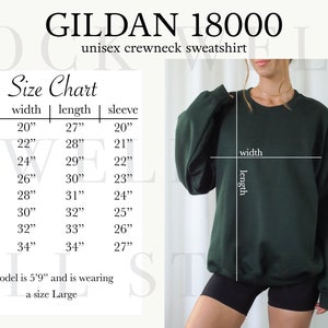 Gildan 18000 Size Chart | Size Chart for Gildan, Size Chart Mockup, Oversized sweatshirt size chart, Gildan Size Guide, crewneck size chart