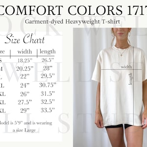 Comfort Colors 1717 Size Chart | Size Chart for Comfort Colors, Size Chart Mockup, Oversized shirt size chart, tshirt size chart, Size Guide