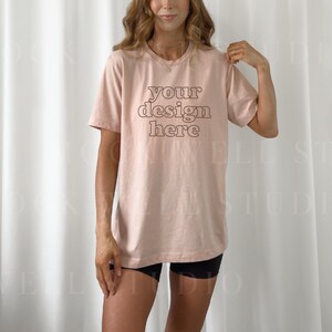 Bella Canvas 3001 Mockup | Heather Peach Bella Canvas 3001 mockup | tshirt mockup | model mockup | oversized shirt mockup | shirt mockup