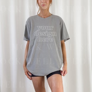 Comfort Colors Mockup Grey | Grey Comfort Colors C1717 Mockup, Tshirt mockup, Grey Shirt Mockup, Model mockup, Oversized Shirt Mockup, Mocks