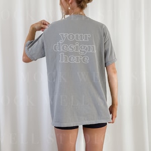 Comfort Colors Back Mockup Grey | Grey Comfort Colors C1717, Tshirt mockup, Grey Shirt Mockup, Model mockup, Oversized Shirt Mockup