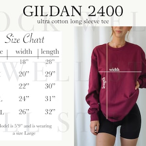 Gildan 2400 Size Chart | Size Chart for Gildan, Long Sleeve Size Chart, Oversized shirt size chart, tshirt size chart, Gildan Size Guide
