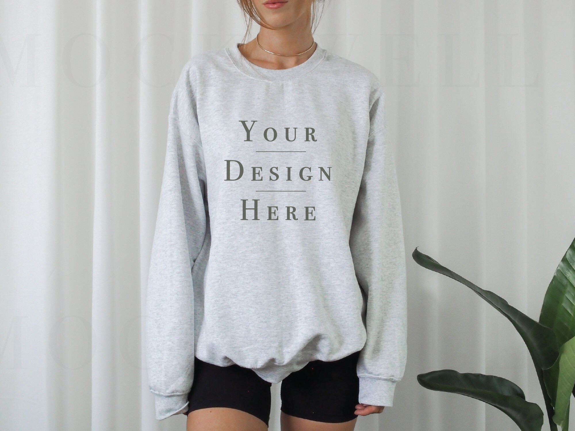 Gildan 18000 Mockup Ash Grey Sweater 