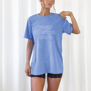 Bella Canvas 3001 Mockup | Heather Columbia Blue Bella Canvas 3001 mockup, Bella Canvas Mockup Blue, tshirt mockup, oversized shirt mockup