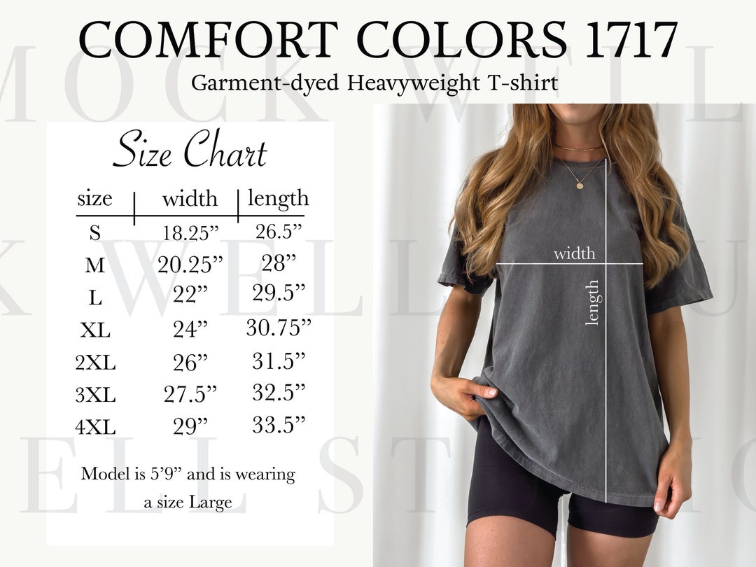 Comfort Colors 1717 Size Chart Size Chart for Comfort Colors, Size ...