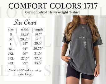 Comfort Colors 1717 Size Chart | Size Chart for Comfort Colors, Size Chart Mockup, Oversized shirt size chart, tshirt size chart, Size Guide