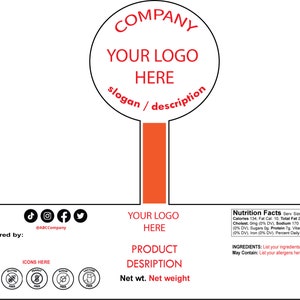 Label with seal template for 100 g jar USA regulations compliance  Canva, AI, PDF, svg 17 X 3.3 cm