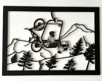 Mountainbike mit Metallrahmen, Skilift, Deko-Mountainbike.