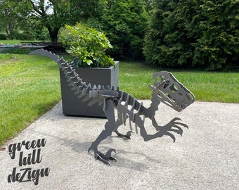 Raptor Géant Metal 115cm - Dinosaure puzzle 3D