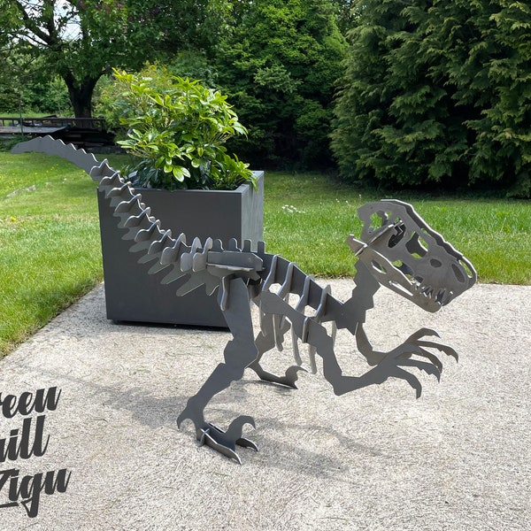Raptor Géant Metal 115cm - Dinosaure puzzle 3D