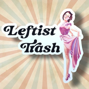 Leftist Trash Sticker: Retro Socialist Water Bottle Glossy Decal