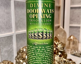 Divine Doorways Opening Invocation Ritual Candle With Affirmation, 16 Oz., Attract Wealth, Better Business, Spiritual Manifestation Candle