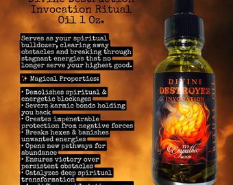 Divine Destruction Invocation Ritual Oil | Powerful Blockage Removal & Protection Spell Oil | Hex Breaking, Path Opening, Manifestation Oil