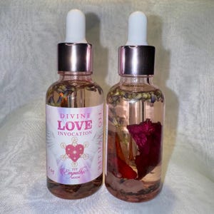 Divine Love Invocation Ritual Oil With Metatron Merkaba, Spiritual Oil, Anointing Oil, Self-Love, Attract Love, Heart Chakra Healing, 1 Oz.