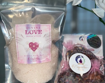 Divine Love Invocation Ritual Bath Salts With Metatron Merkaba, 500 Grams, Self Love, Spiritual Bath, Healing, Manifesting Higher Love