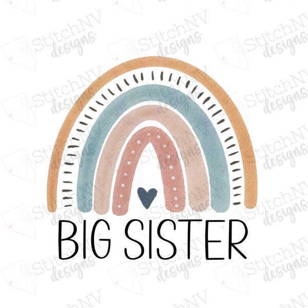 Big Sister Rainbow Sublimation Design | Boho Rainbow Big Sister | Big Sister Design | Big Sis Digital Download | Big Sister DTG Design