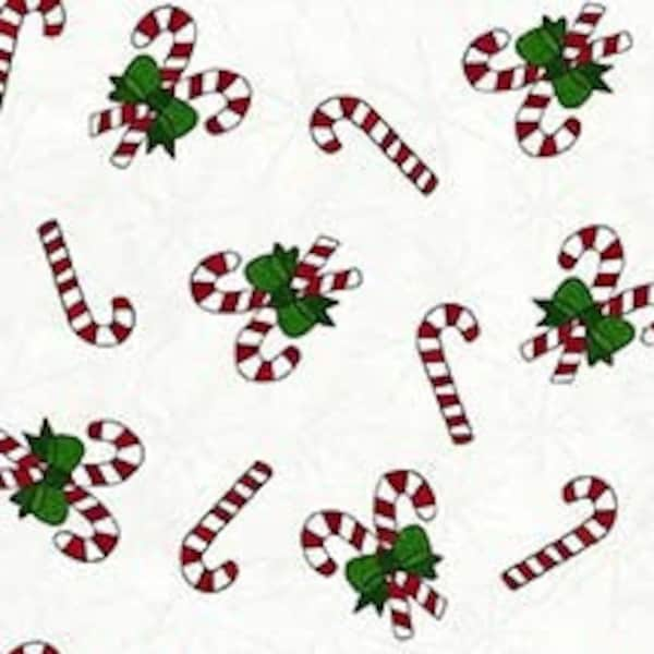 Tossed Candy canes Cotton Fabric 281201 My Cowboy Gave to Me Blank 12 days cane peppermint sticks holiday blender FQ Fat Quarter BTY by yard