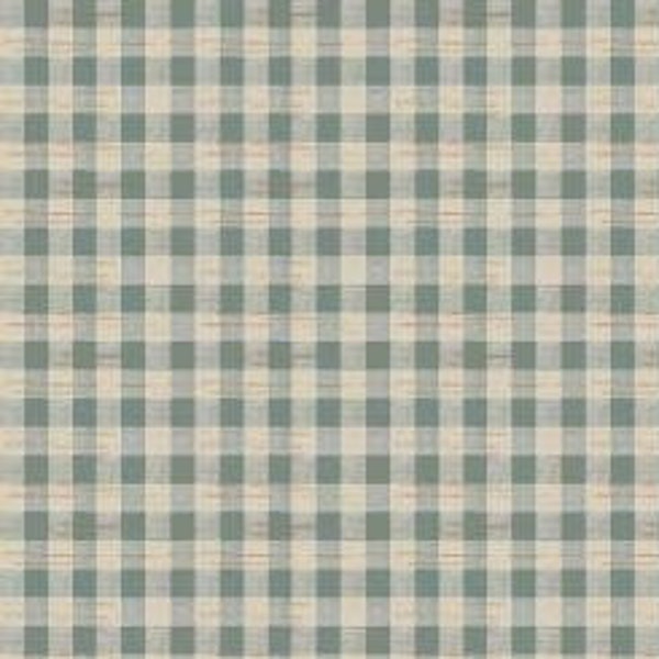 Teal Rustic Gingham Cotton Fabric, 1704 The Great Outdoors Timeless Treasures collage Fall scrapbook Winter FQ Fat Quarter BTY