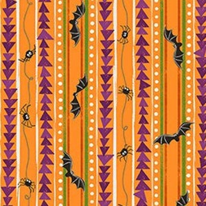 Scared Bat Pattern Creepy Crawlies Cotton Fabric, Scaredy Cats Windham Fabrics Pastel ...