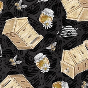 Bees & Beehives Cotton Fabric, Late Summer Harvest, 3308-99 Blank, FQ Fat Quarter By Yard BTY Precuts Fall Autumn Thanksgiving Mantle Bee