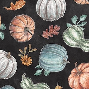 Tossed Pumpkins Cotton Fabric, Late Summer Harvest, 3312-99 Blank, FQ Fat Quarter By Yard BTY Precut Modern Fall Autumn Thanksgiving Mantle