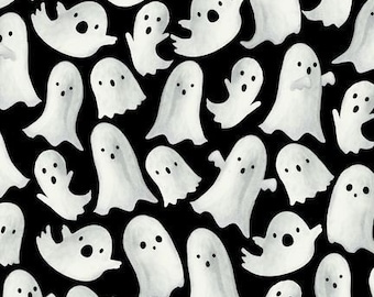 Ghost Halloween Cotton Fabric, Haunted House CD2931 Timeless Treasures FQ Fat Quarter Eighth BTY by Yard Precuts Cute Spooky Witchy Decor