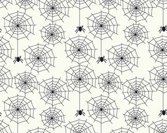 Spiderwebs Halloween Cotton Fabric, Beggar's Night 14502, Sandy Gervais Riley Blake, FQ BTY Fat Quarter Eighth by Yard Precuts Witchy Decor