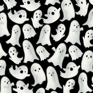 Ghost Halloween Cotton Fabric, Haunted House CD2931 Timeless Treasures FQ Fat Quarter Eighth BTY by Yard Precuts Cute Spooky Witchy Decor