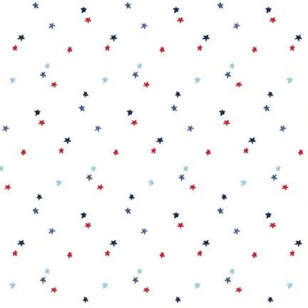 Patriotic Stars Cotton Fabric C657 Seasonal Basics, Riley Blake, Americana July 4 FQ Fat Quarter Eighth By Yard BTY Low Volume White Blender