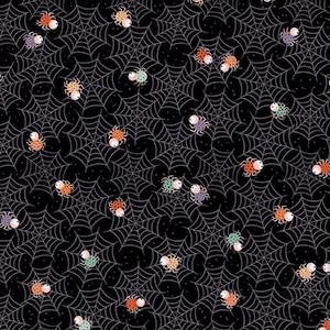 Spiders Halloween Cotton Fabric, 120-24247 Starlight Spooks Paintbrush Studios, FQ Fat quarter Eighth BTY by Yard Precuts, Cute Spooky Decor
