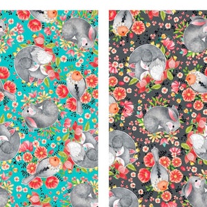 Foxes Bunnies and Birds Cotton Fabric, Daydream Maddalee Studios QT Fabrics 29319 Rabbit Fox bird, Fat Quarter FQ BTY half by the yard cute