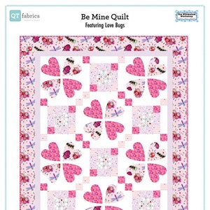 Be Mine Paper Quilt Pattern with Template, Heidi Pridemore for Whimsical Workshop Pattern for 47 x 59 Quilt Fusible applique beginner quilt.
