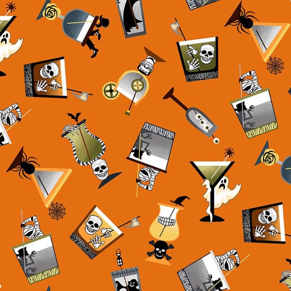 Witch's Brew Cotton Fabric Halloween Ball 304830 Henry Glass Cute Goth Cocktail Haunted house FQ Fat Quarter Eighth BTY by the Yard witchy