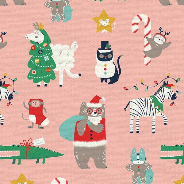 Costume Animals cotton fabric Oh What Fun Paintbrush Studio Christmas Holiday FQ Fat Quarter Fat Eighth Half by the yard BTY cute novelty