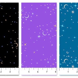 Stars Cotton Fabric, 90812 Full Moon Figo Clara McAllister, Witchy Celestial Crescent Moon Star FQ Fat Quarter Eighth By The Yard BTY Precut