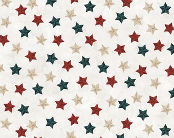Tossed Stars Cotton Fabric, Farmhouse Americana 5761E P&B Textiles, Patriotic Precuts, FQ Fat Quarter By the Yard BTY Fourth of July 4 Decor